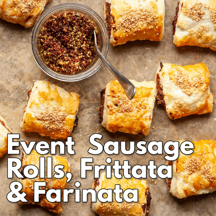 Event Kitchen Sausage Rolls, Frittata & Farinata